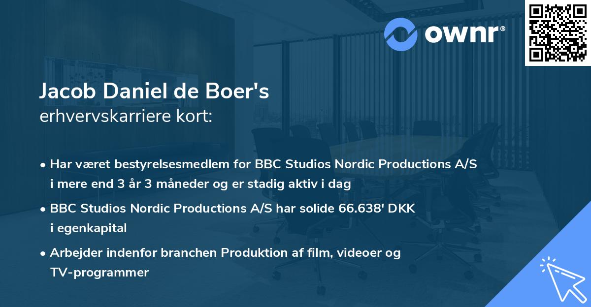 Jacob Daniel de Boer's erhvervskarriere kort