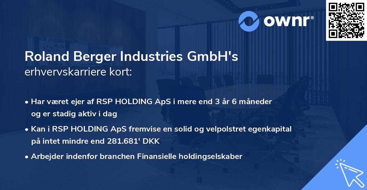 Roland Berger Industries GmbH's erhvervskarriere kort