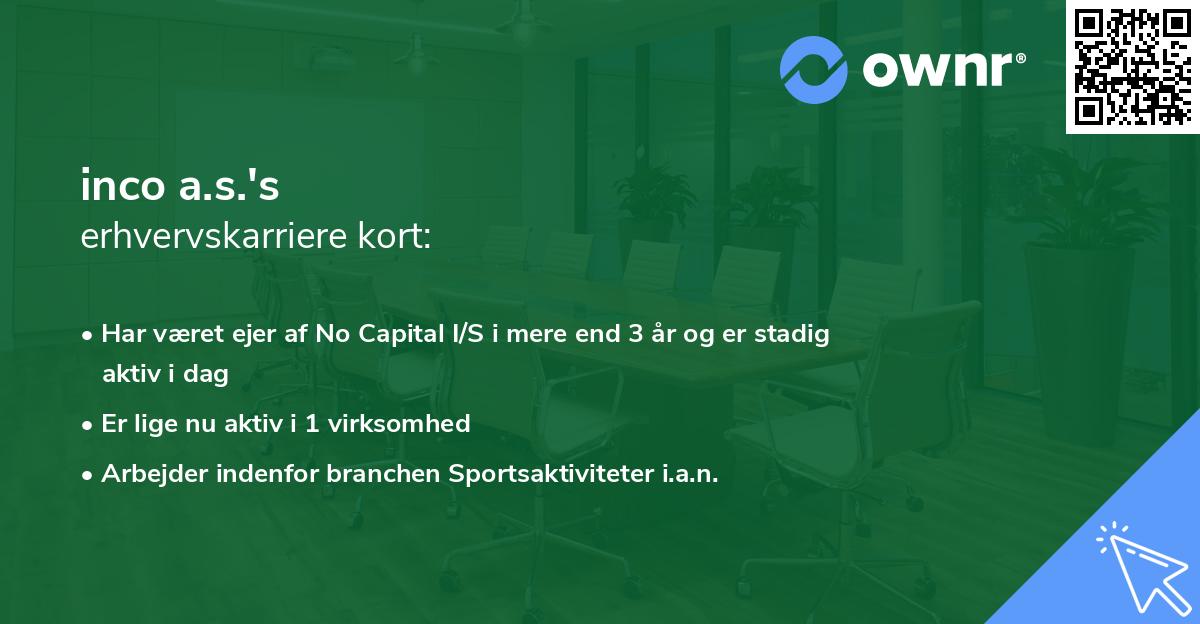 inco a.s.'s erhvervskarriere kort