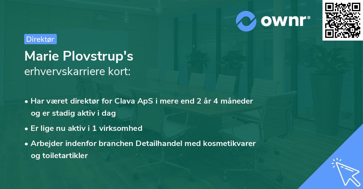 Marie Plovstrup's erhvervskarriere kort