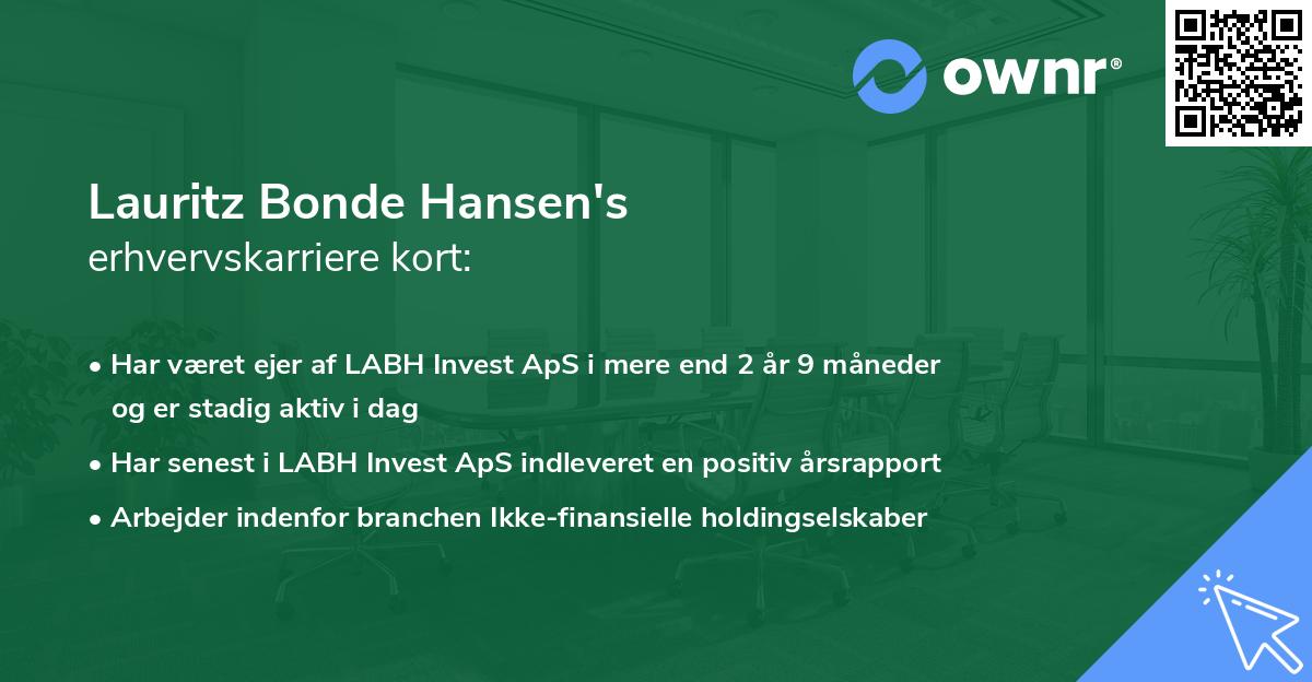Lauritz Bonde Hansen's erhvervskarriere kort