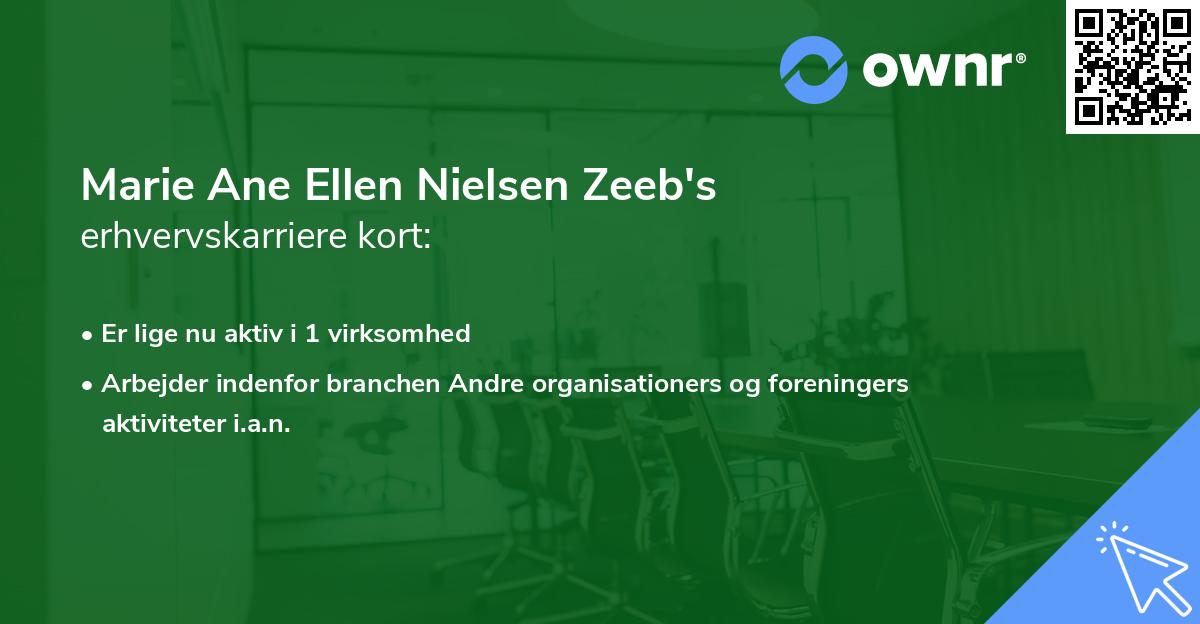 Marie Ane Ellen Nielsen Zeeb's erhvervskarriere kort