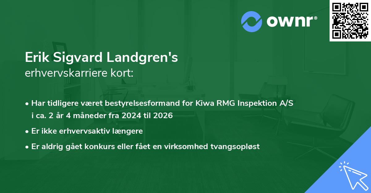 Erik Sigvard Landgren's erhvervskarriere kort