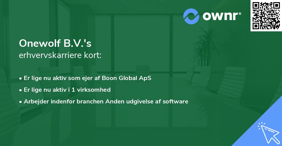 Onewolf B.V.'s erhvervskarriere kort