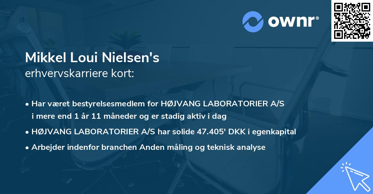 Mikkel Loui Nielsen's erhvervskarriere kort