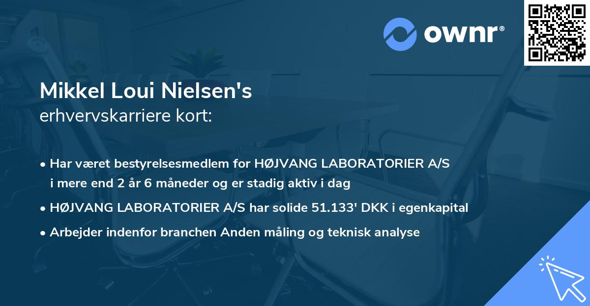 Mikkel Loui Nielsen's erhvervskarriere kort