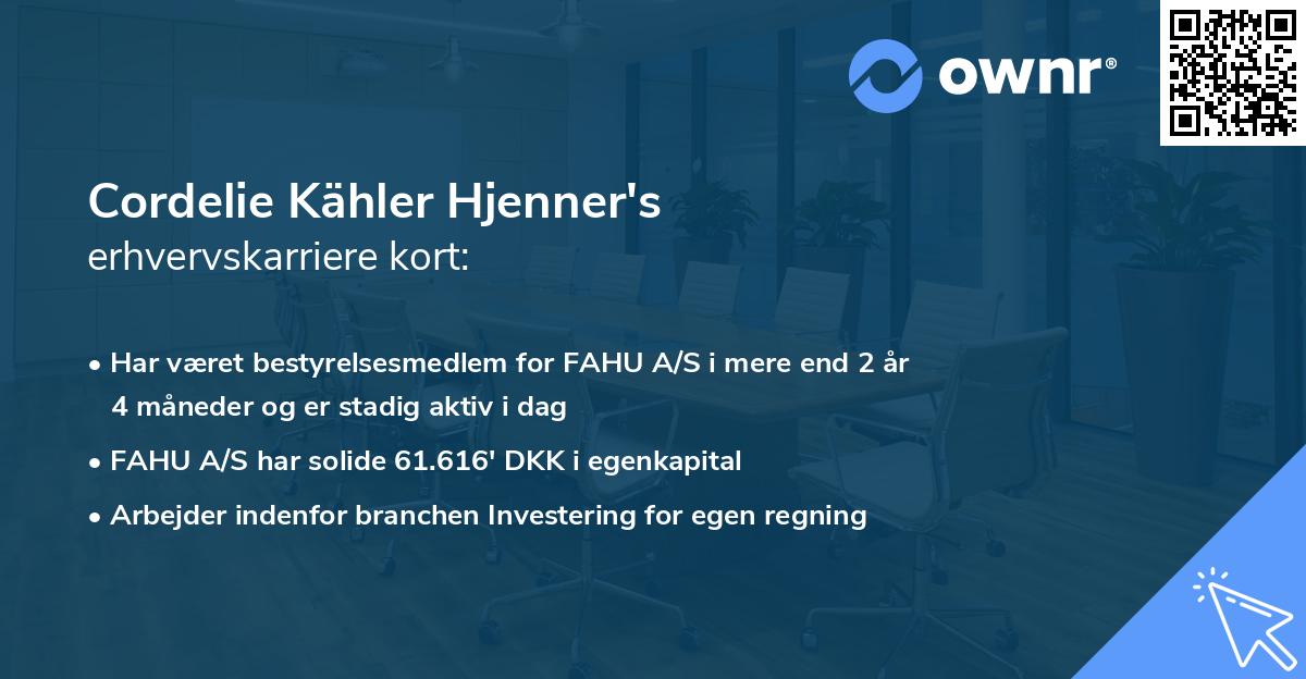 Cordelie Kähler Hjenner's erhvervskarriere kort