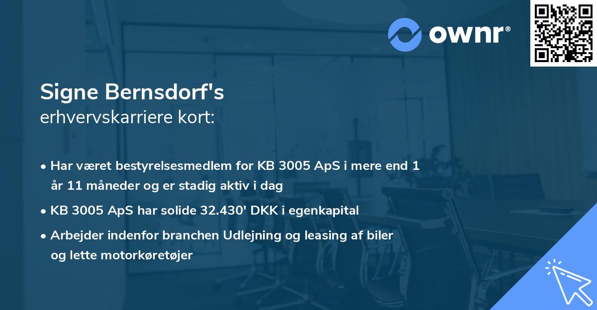 Signe Bernsdorf's erhvervskarriere kort