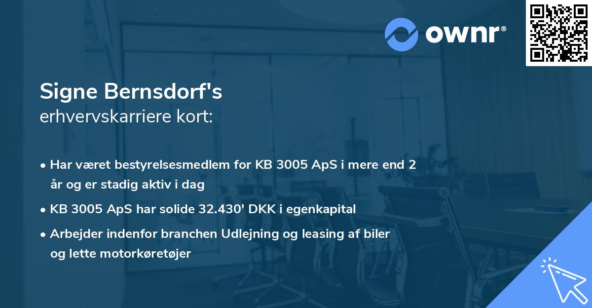 Signe Bernsdorf's erhvervskarriere kort