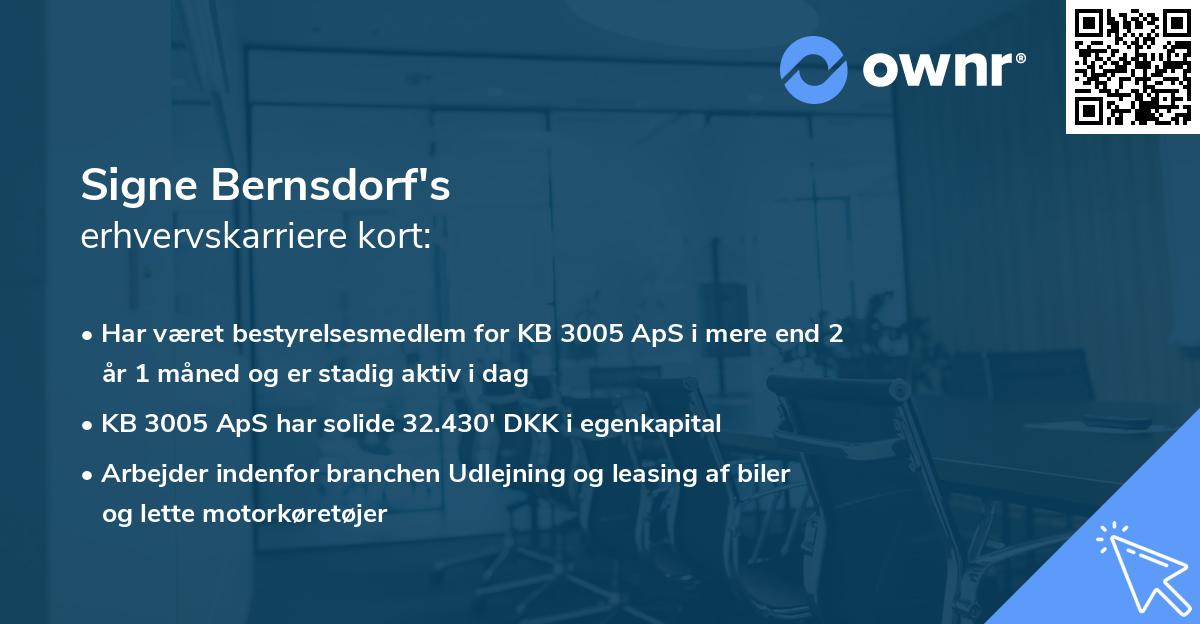 Signe Bernsdorf's erhvervskarriere kort