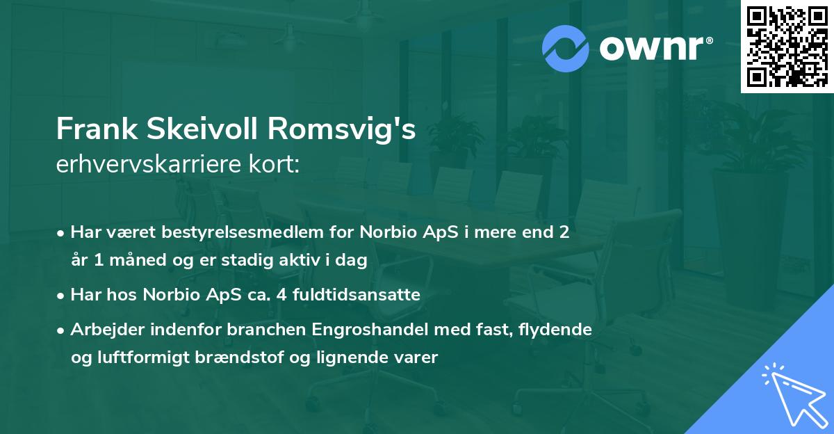 Frank Skeivoll Romsvig's erhvervskarriere kort