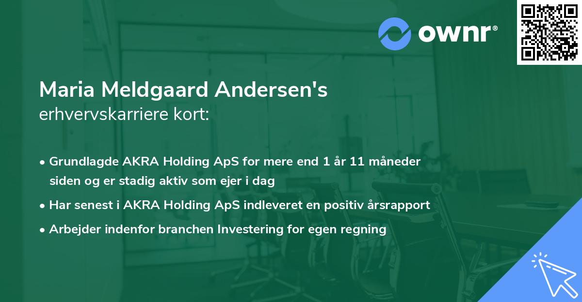 Maria Meldgaard Andersen's erhvervskarriere kort