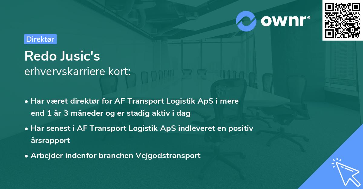 Redo Jusic's erhvervskarriere kort