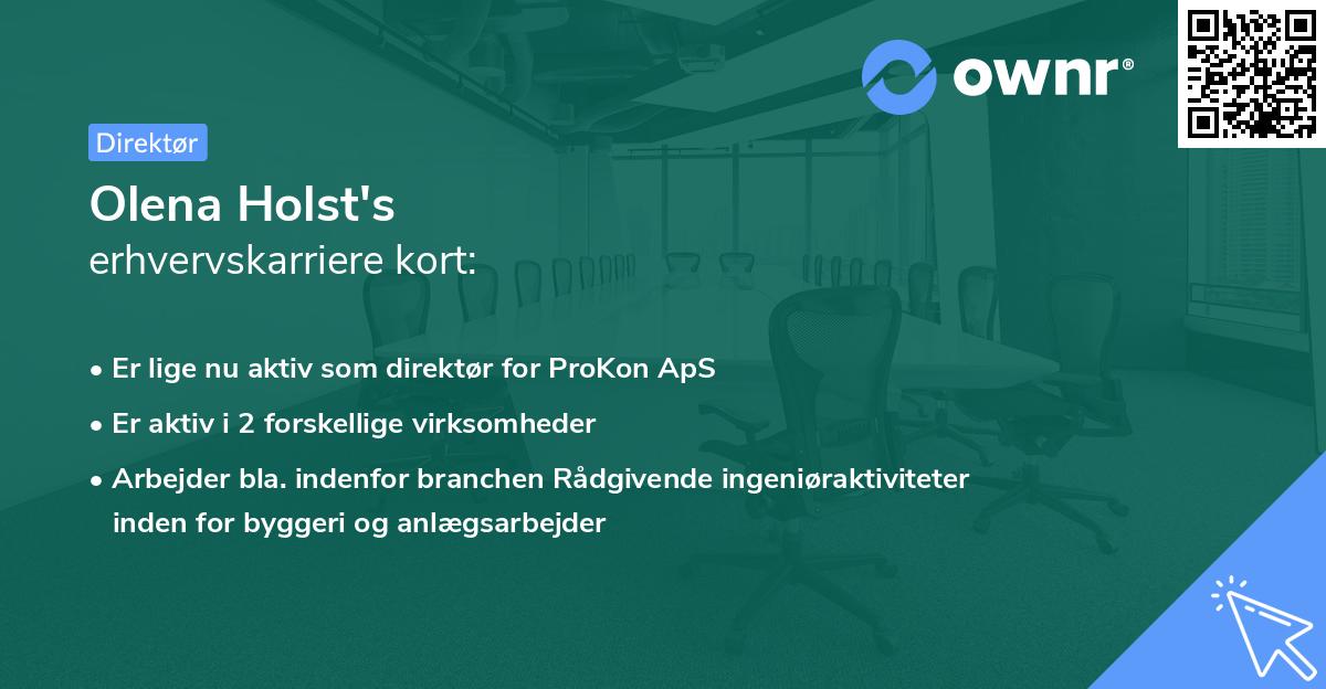 Olena Holst's erhvervskarriere kort