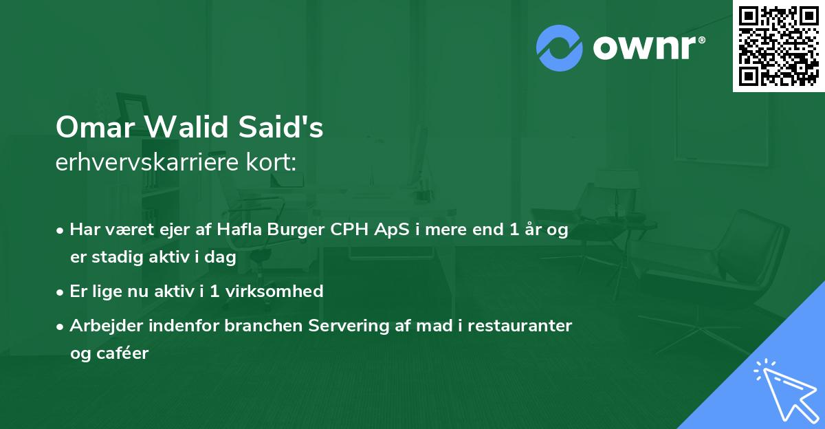 Omar Walid Said's erhvervskarriere kort
