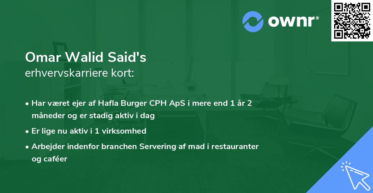 Omar Walid Said's erhvervskarriere kort