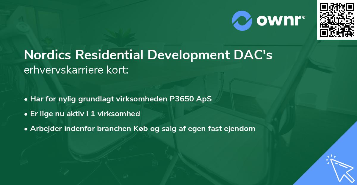 Nordics Residential Development DAC's erhvervskarriere kort