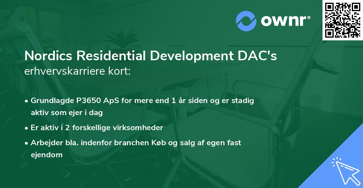 Nordics Residential Development DAC's erhvervskarriere kort