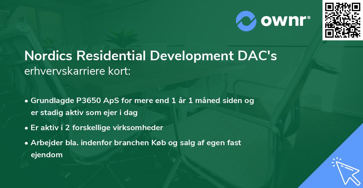 Nordics Residential Development DAC's erhvervskarriere kort