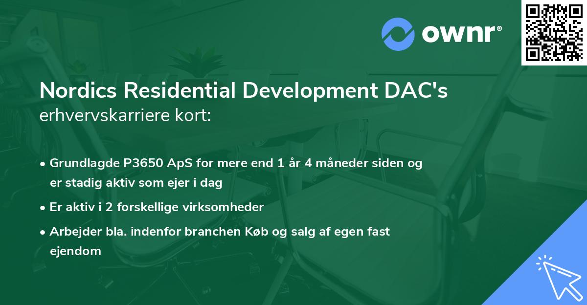 Nordics Residential Development DAC's erhvervskarriere kort