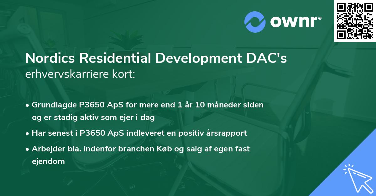 Nordics Residential Development DAC's erhvervskarriere kort