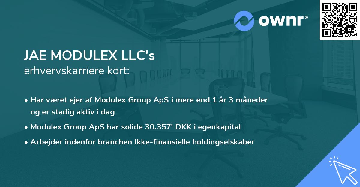 JAE MODULEX LLC's erhvervskarriere kort