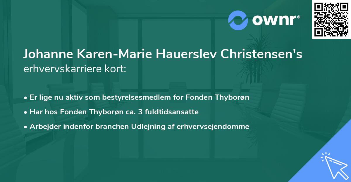 Johanne Karen-Marie Hauerslev Christensen's erhvervskarriere kort