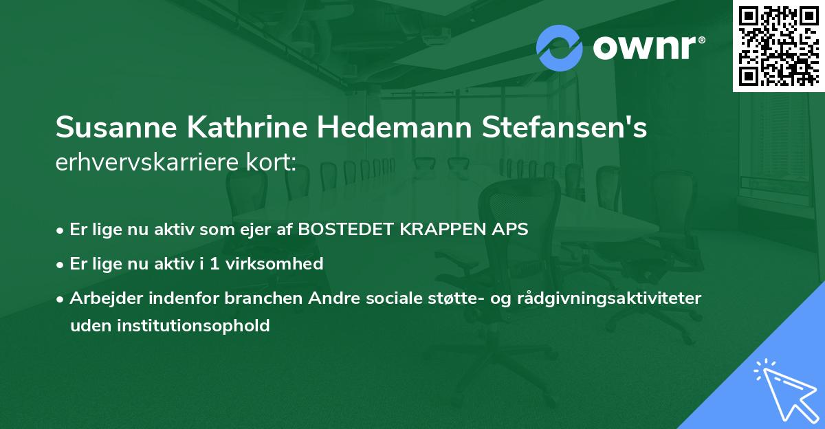 Susanne Kathrine Hedemann Stefansen's erhvervskarriere kort