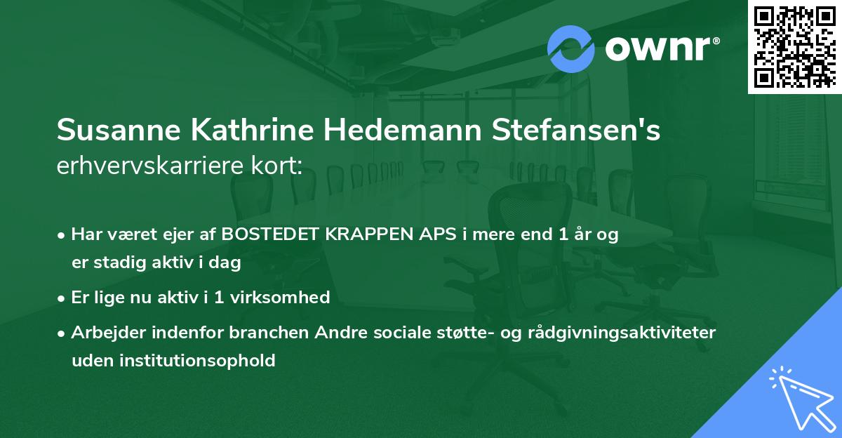 Susanne Kathrine Hedemann Stefansen's erhvervskarriere kort