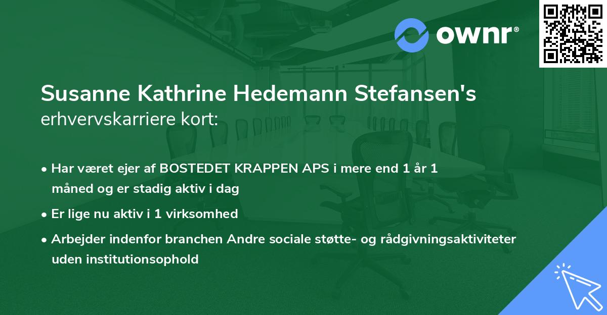 Susanne Kathrine Hedemann Stefansen's erhvervskarriere kort
