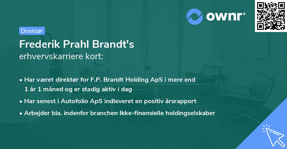 Frederik Prahl Brandt's erhvervskarriere kort