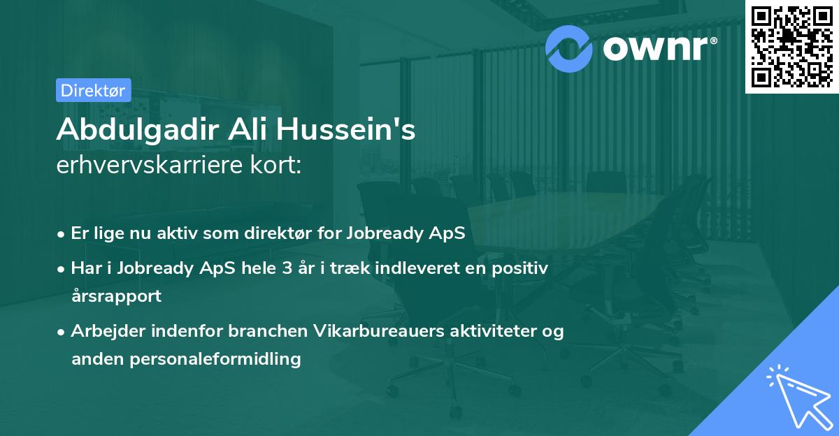 Abdulgadir Ali Hussein's erhvervskarriere kort
