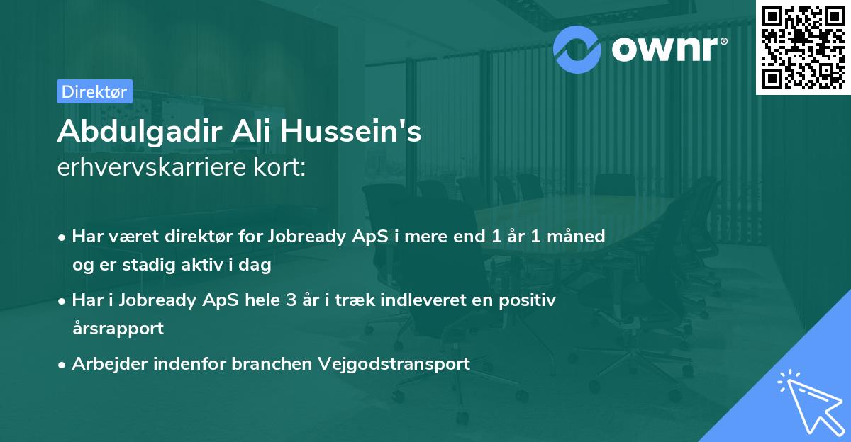 Abdulgadir Ali Hussein's erhvervskarriere kort