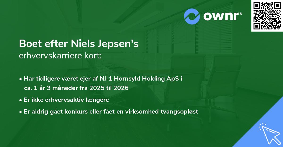 Boet efter Niels Jepsen's erhvervskarriere kort