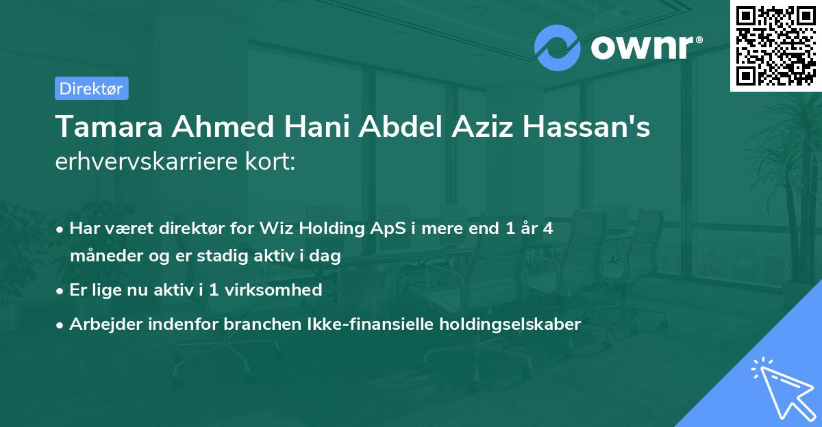 Tamara Ahmed Hani Abdel Aziz Hassan's erhvervskarriere kort