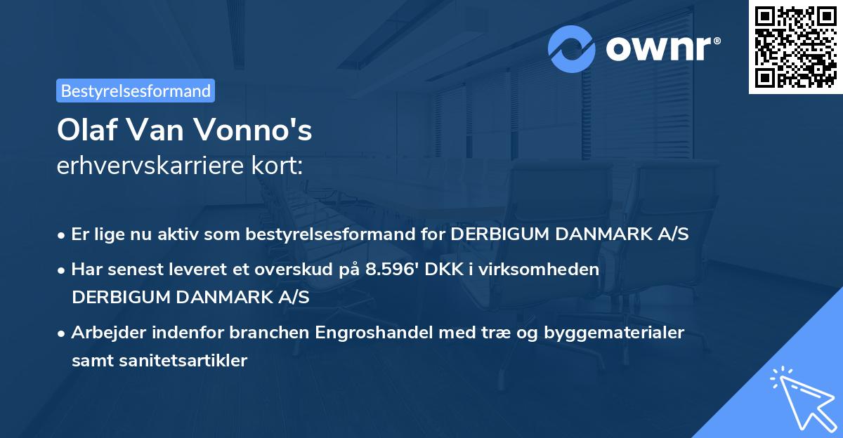 Olaf Van Vonno's erhvervskarriere kort