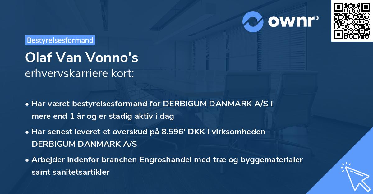 Olaf Van Vonno's erhvervskarriere kort