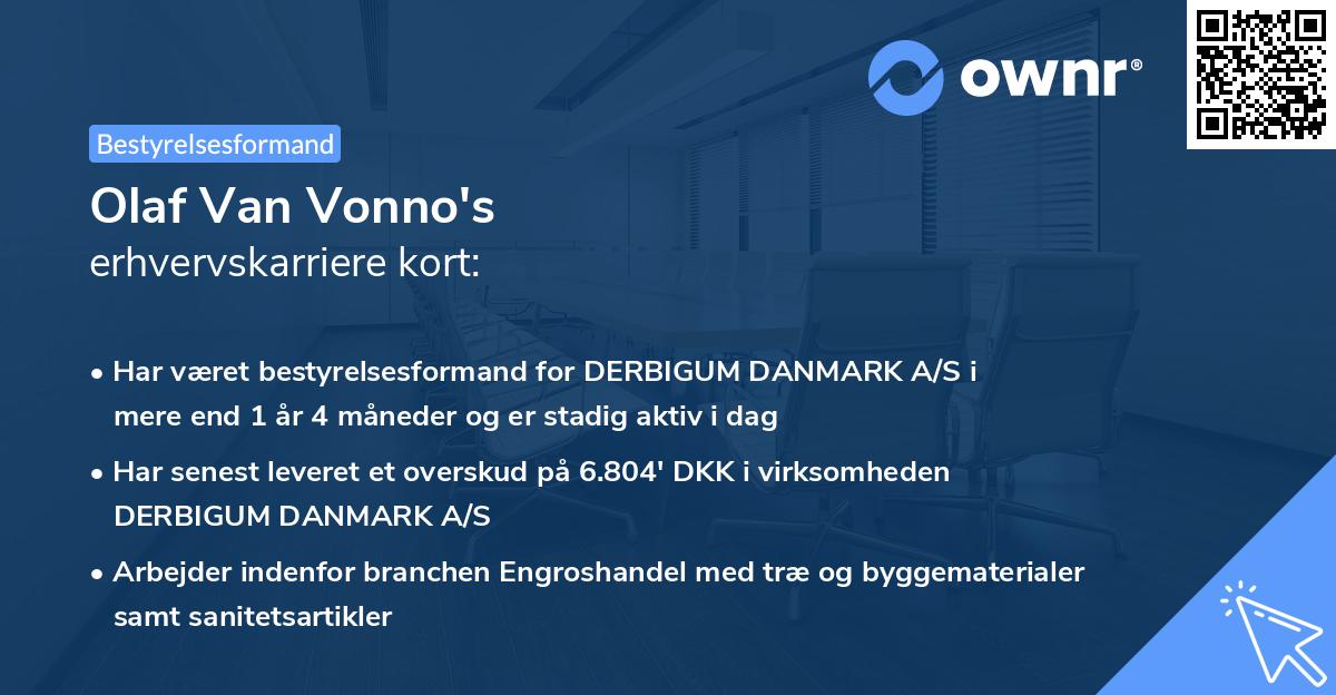 Olaf Van Vonno's erhvervskarriere kort