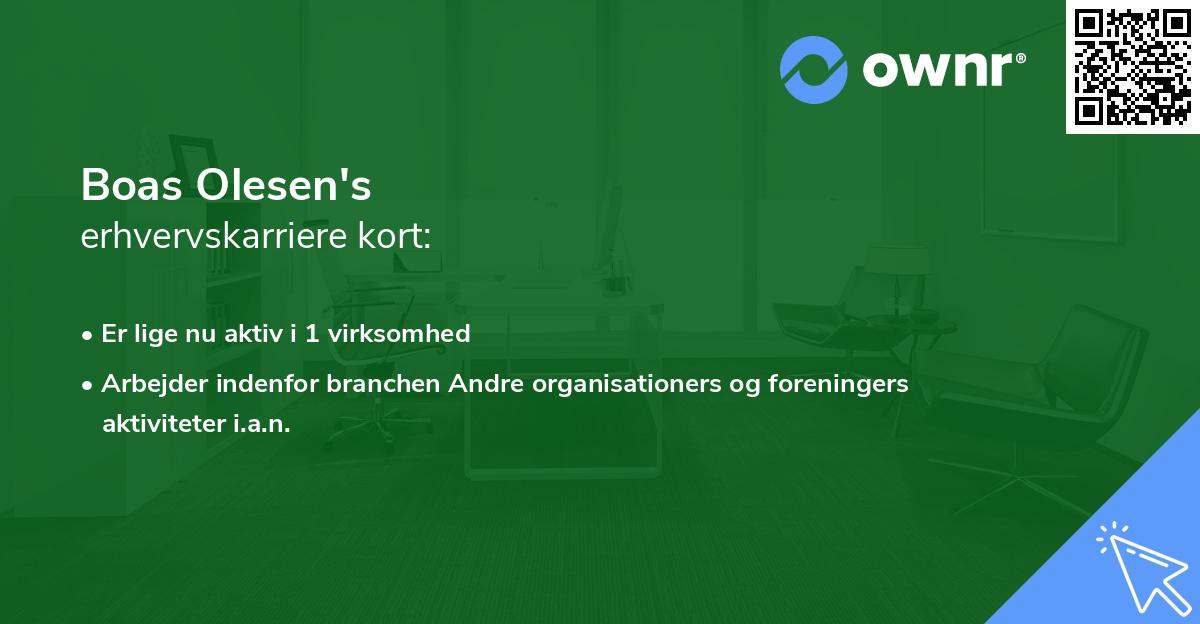Boas Olesen's erhvervskarriere kort