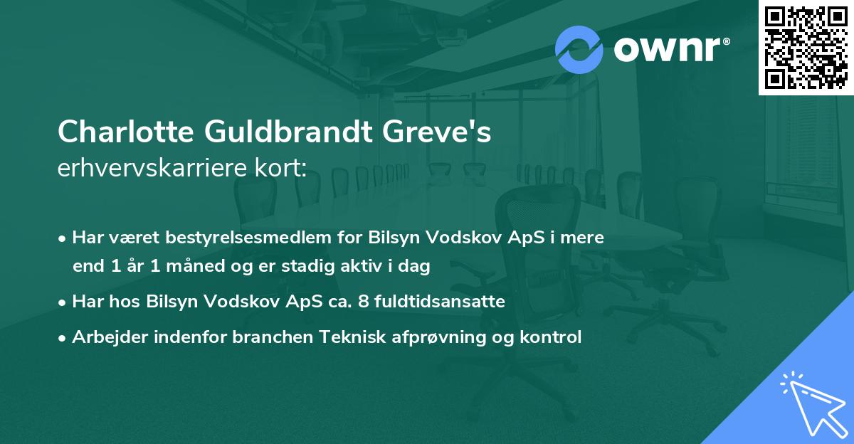 Charlotte Guldbrandt Greve's erhvervskarriere kort