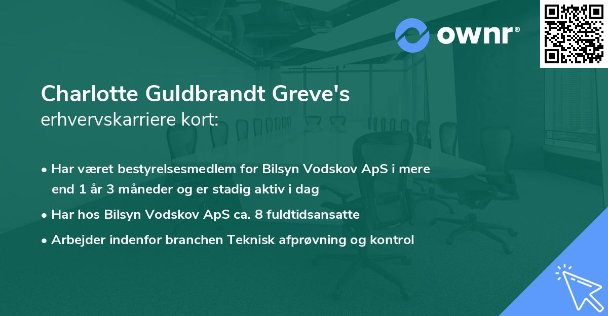 Charlotte Guldbrandt Greve's erhvervskarriere kort