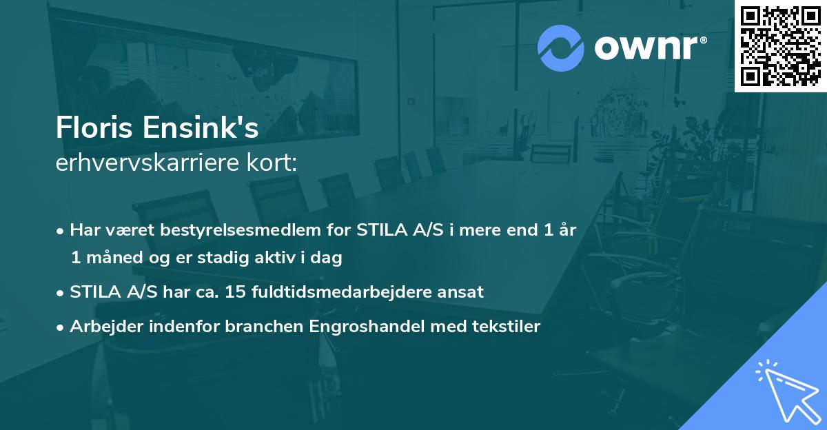 Floris Ensink's erhvervskarriere kort