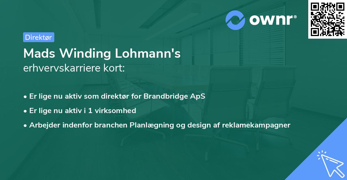 Mads Winding Lohmann's erhvervskarriere kort