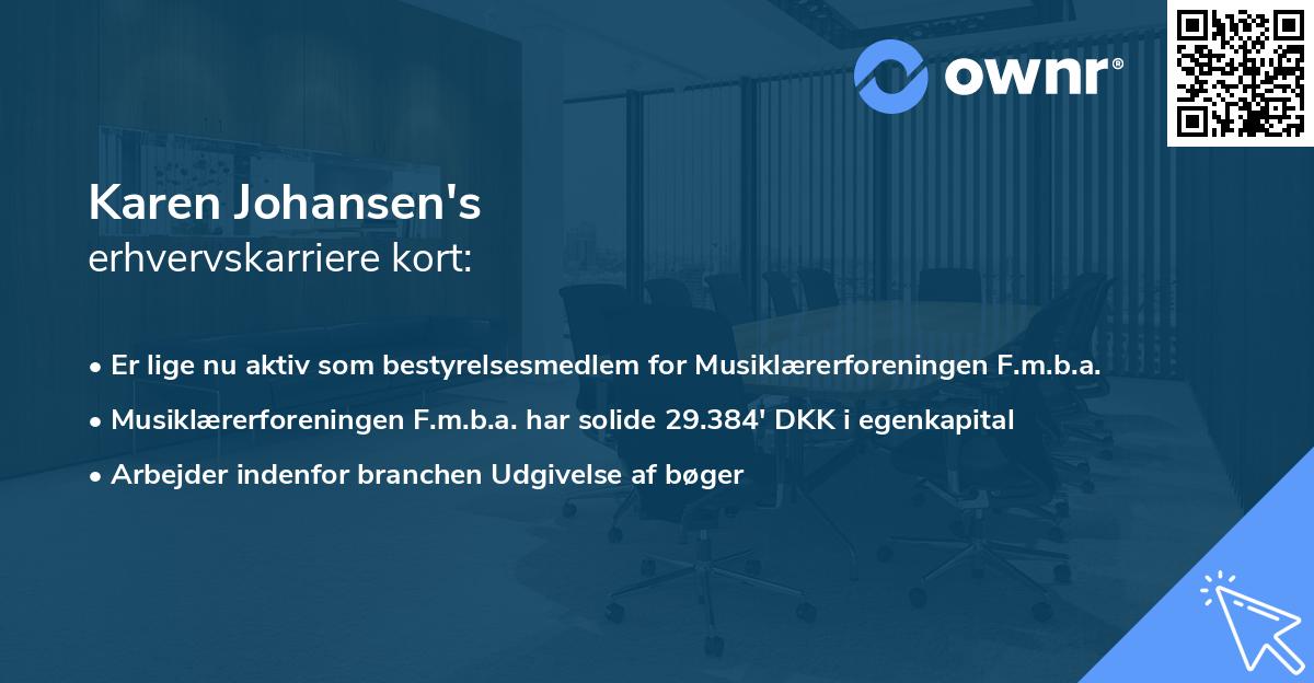 Karen Johansen's erhvervskarriere kort