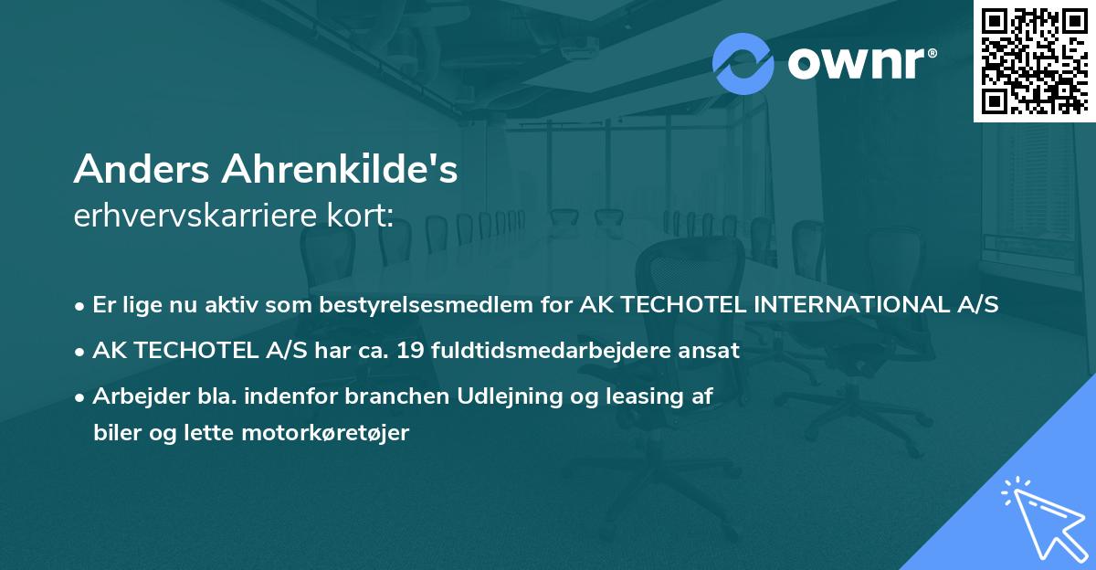 Anders Ahrenkilde's erhvervskarriere kort