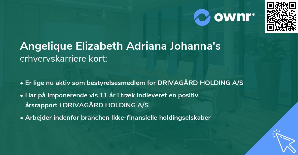 Angelique Elizabeth Adriana Johanna's erhvervskarriere kort