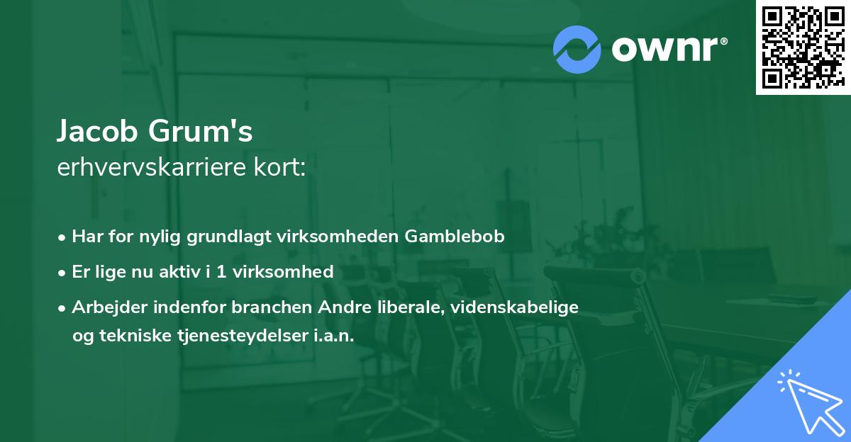 Jacob Grum's erhvervskarriere kort