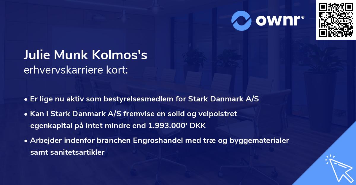 Julie Munk Kolmos's erhvervskarriere kort