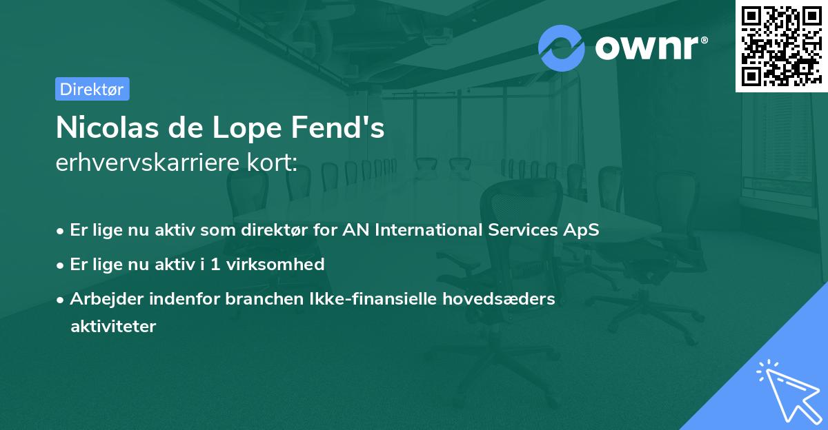 Nicolas de Lope Fend's erhvervskarriere kort
