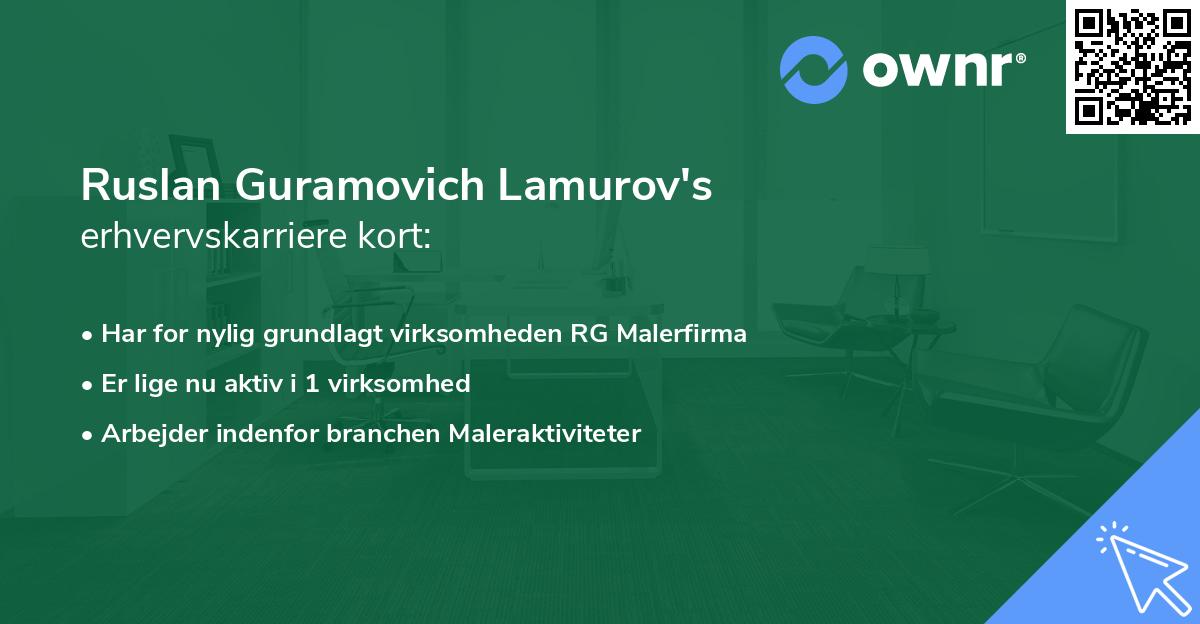 Ruslan Guramovich Lamurov's erhvervskarriere kort